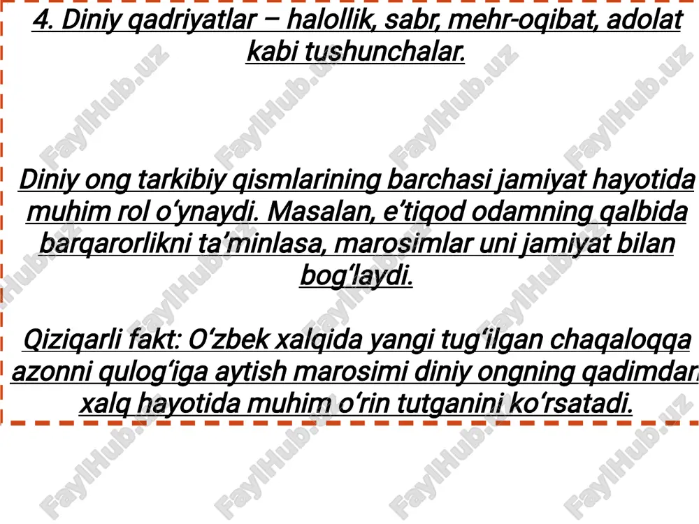 l ma'noni kengroq tushunishni ham o'z ichiga oladi va vedalar orqali diniy tafakkur evolyutsiyasini kuzatadi. oxir oqibat, u ma'naviy birlik va ma'rifiy diniy asosni rivojlantirish sari sayohatni ta'kidlaydi. ko'pincha faylasuflar din bilan shug'ullanishga kelganlarida, uni boshqa narsaga, odatda shleyermaxer aytganidek, metafizika va axloqqa aylantiradilar. ular shleyermaxer, otto va haqiqatan ham sheler ko'rsatganidek, din boshqa ong darajasiga tegishli ekanligiga e'tibor bermaydilar.�� tezis�� dinni sezgi va his-tuyg'ularga qisqartirish mumkinligini qabul qilmasam ham, men shleyermaxer va otto kabi din noyob va kamaytirilmaydigan haqiqat ekanligini ta'kidlamoqchiman. va men buni shleymaxer va otto qilganidek, biz diniy deb atash mumkin bo'lgan ongning boshqa shakllaridan farq qiladigan ong shakli mavjudligini ko'rsatib, buni qilishni xohlayman,�� men buni hech kim diniy emasligini inkor etmaydigan ong shaklini tasvirlab beraman, universal tuzilishga ega ekanligini ko'rsataman va nihoyat, bu tuzilma bizga uni boshqa ong shakllaridan teng ravishda ajratishga imkon berishini ko'rsataman.� diniy ongni niyati xudo va xudodagi boshqalar bo'lgan ong uslubi sifatida …