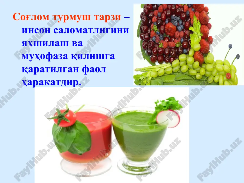 kasalliklardan keyingi ozib ketish xollari (istoshenie) 13№dagi parhez stoli o'tkir yuqumli kasalliklar 14№dagi parhez stoli siydik tosh kasalligi (fosfaturiya bilan) 15№dagi parhez stoli alohida parhezni talab etmaydigan umumiy stol 0 №dagi parhez stoli zond orqali ovqatlantirish tavsiya etiladigan xollar. * e'tiboringiz uchun rahmat ! contents design jismoniy faollik va jismoniy tarbiya kasalliklardan muhofaza qiladi umrni uzaytiradi salomatlikni mustahkamlaydi diagram add your text add your text add your text jismoniy faollik va jismoniy tarbiya kasalliklardan muhofaza qiladi umrni uzaytiradisalomatlikni mustahkamlaydi