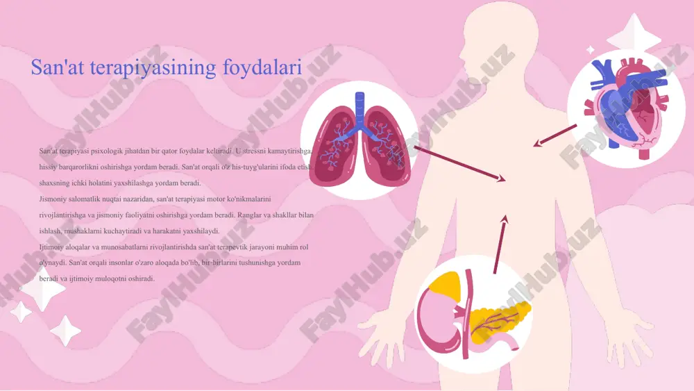 terapiyalaridan farq qiladi, chunki u materialning taktil hisini va ijodiy jarayonlarni o'z ichiga oladi, bu esa individual hissiyotlar va tajribalarni yanada chuqurroq his qilish imkonini beradi. loy terapiyasining hissiy rivojlanishga ta'siri loy terapiyasi hissiy rivojlanishga ijobiy ta'sir ko'rsatadi, bu jarayonda ishtirokchilar o'z his-tuyg'ularini yaxshiroq anglaydilar. loy bilan ishlash orqali, ular o'z hislarini ifoda etish imkoniyatiga ega bo'ladilar. shuningdek, loy terapiyasi o'z-o'zini anglash jarayonini rivojlantiradi va shaxsiy o'sishga yordam beradi. ijodiy jarayonlarda loyning roli loy, ijodiy jarayonlarda muhim material bo'lib, turli san'at asarlarini yaratishda ishlatiladi. masalan, qadimgi keramika, skulptura va zamonaviy loy san'ati asarlari. loy bilan ishlash jarayoni shaxsiy rivojlanishga yordam beradi, chunki bu ijodiy jarayonlar stressni kamaytiradi va o'zini ifoda etish imkonini beradi. shuningdek, loyni shakllantirish orqali yumshoq ko'nikmalarni rivojlantirish va sabr-toqatni oshirish mumkin. loy terapiyasida guruh ishi guruhda loy terapiyasi amaliyoti guruhda loy terapiyasi ishtirokchilar o'rtasida hamkorlikni kuchaytiradi. loy orqali jamoaviy ijod va hissiy bog'lanish loy terapiyasi ijodiy jarayon …