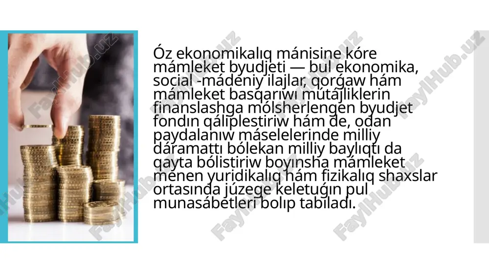 eriletuǵın átirap -ortalıq jaǵdayı hám pataslanishining ekologiyalıq -analitik izertlewleri (ólshewleri) zárúr ólshew túrleri boyınsha akkreditatsiya etilgen hám rogidrometdan tiyisli litsenziyaǵa iye bolǵan laboratoriya tárepinen ámelge asırılıwı kerek. átirap -ortalıq monıtoringining qanday túrleri ámeldegi? monıtorıń túrleri: global milliy, regionlıq, jergilikli, fon. tábiyiy ortalıq monıtoringi. monıtorıń faktorları hám tásir dárekleri. átirap -ortalıqtı qorǵaw mámleket monıtoringi (átirap -ortalıqtı qorǵaw mámleket monıtoringi) - átirap -ortalıq jaǵdayın monıtorıń qılıw, tábiyiy hám antropogen faktorlar tásirinde átirap -ortalıq jaǵdayınıń ózgeriwin bahalaw hám prognozlawdıń kompleks sisteması (keyingi orınlarda átirap -ortalıq monıtoringi). byudjet termini (áyyemgi norman bougette - pulli qalta, sumka, sherim sumka) - bul málim waqıt ushın belgilengen hár qanday xojalıq jurgiziwshi sub'ekttiń (mámleketten shańaraqqa ) dáramatlar jobası hám pul qarjların jumsaw baǵdarları ( ádetde bir jıl ). dıqqatıńız ushın raxmet! image1.png image2.png image3.png image4.png image5.png image6.png image7.png image8.png image9.png image10.png image11.png image12.png image13.png image14.png image15.png image16.png image17.png /docprops/thumbnail.jpeg