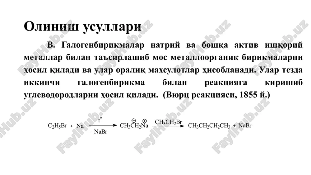 eobject28.bin image35.wmf oleobject29.bin image36.png image37.png image38.png image39.png image40.png image41.png image42.png image43.png image44.png image45.emf image46.emf image47.emf image48.emf image49.emf image50.emf image51.emf image52.emf image53.emf image54.emf c 2 h 5 br mg abs. efir c 2 h 5 mgbr brometan etilmagniy bromid fenillitiy c 6 h 5 mgli abs. efir li c 6 h 5 br libr brombenzol yoki tgf 2 ch 3 i (ch 3 ) 2 hgnai 2 2 hg 2 na dimetilsimob ch 3 ch 2 cl na 4 pb (c 2 h 5 ) 4 pb 4 nacl 4 n a c 2 h 5 b r n a b r t 0 c h 3 c h 2 n a c h 3 c h 2 b r c h 3 c h 2 c h 2 c h 3 n a b r u ch l . b u t i l m a g n i y …