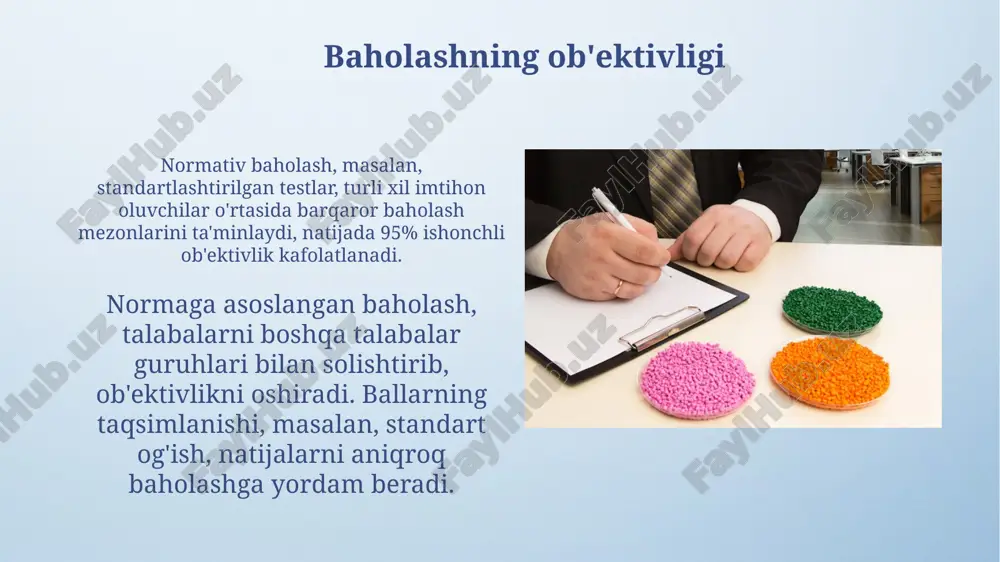 me'yoriy normaga asoslangan baholashning afzalliklari - Page 5