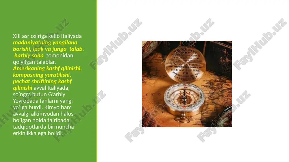 gi xossasiga ega bo’lib, alkimyogarlarning oltingugurtiga o’xshaydi. biroq, ulardan farqli o’laroq bexer oltingugurt murakkab jism deb hisoblaydi. uning yonuvchanligi, tarkibida yog’li tuproq borligiga bog’liq, lekin bundan tashqari oltingugurtda kislotali boshqa negiz ham bor, shu sababli u o’sha vaqtda ma’lum bo’lgan n2so4 ni olish uchun manba bo’lib xizmat qiladi. buning uchun oltingugurt yonuvchan negizidan ajratib olinadi. shu tushunchalar bo’lg’usi flogiston nazariyasining asosiy xususiyatlari yorqin ko’rinadi. bexer iogan ioasim bu nazariyani bexerning izdoshi shtal to’liq ishlab chiqdi. bexerning yonuvchan negizini shtal olov materiyasi yoki flogiston deb atadi. shtal kimyoviy o’zgarishlarni tasvirlar ekan, shu materiya markaziy o’rinni egallaydi. shtal dadil fikr qilib, tipik yonish jarayonlarini kuydirish hodisalari yoki metallarning kaltsinatsiyasi bilan bog’lanadi. bunday jarayonda metallar o’zining tipik metallik xossalari: yaltiroqlik, cho’ziluvchanlik va boshqalarni yo’qotibgina qolmay, balki olov ta’sirida yanada o’zgarish xususiyatini ham yo’qotadi. shtal shu hodisalarning hammasiga turli jismlarda bo’ladigan umumiy yonuvchanlik negizi sabab bo’ladi, deb taxmin qildi. “jismlar yonganda shu negiz ajralib …