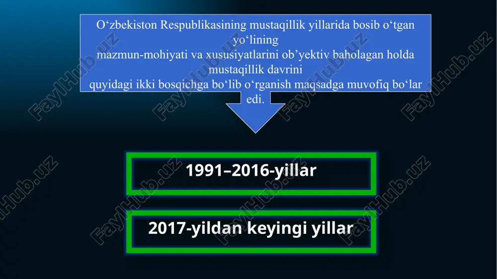 ilmiy-ommabop lug'at // m.abdullaev va boshqalar: to'ldirilgan uchinchi nashr. – t.: sharq, 2006. 8. mustaqil o'zbekiston tarixi. mas'ul muharrir a.sabirov. – t.: akademiya, 2013. 9. noveyshaya istoriya uzbekistana. rukovoditel' proekta i redaktor: m.a. raximov. – t.: adabiyot uchqunlari, 2018. 10. o‘zbekiston tarixi / r.h. murtazayeva umumiy tahriri ostida. – t.: yangi asr avlodi, 2005. 11. o'zbekistonning eng yangi tarixi xrestomatiyasi. / mas'ul muharrir i.f.n. n.talipova / – t.: fan va texnologiya, 2014. 12. o'zbekiston respublikasi prezidentining farmoni. o'zbekiston respublikasini yanada rivojlantirish bo'yicha harakatlar strategiyasi to'g'risida /rasmiy nashr/ o'zbekiston respublikasini adliya vazirligi. – t.: adolat, 2018. 13. o'zbekiston respublikasi prezidenti shavkat mirziyoevning buyuk g'alabaning 75 yilligi hamda xotira va qadrlash kuniga bag'ishlangan tantanali marosimdagi nutqi // yangi o'zbekiston gazetasi. № 80. 2020 yil 10 may. image1.emf /docprops/thumbnail.jpeg