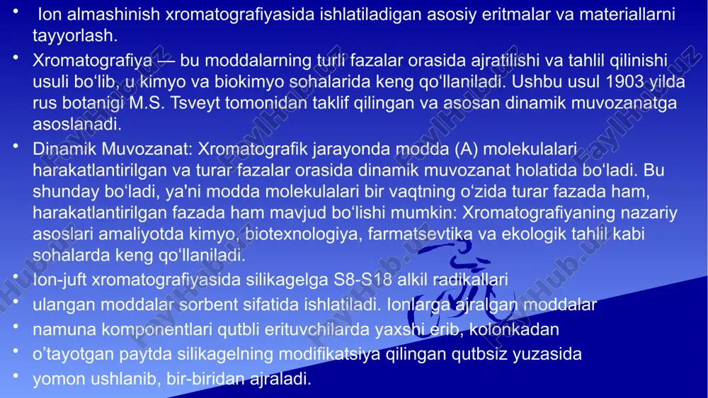 ion almashinish xromatografiyasi kurs ishi slaydi - Page 5