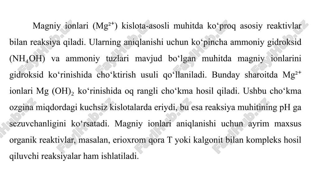 vanalitikguruhkationlarining umumiy tavsifi va guruh reagentlari ta'siri - Page 5