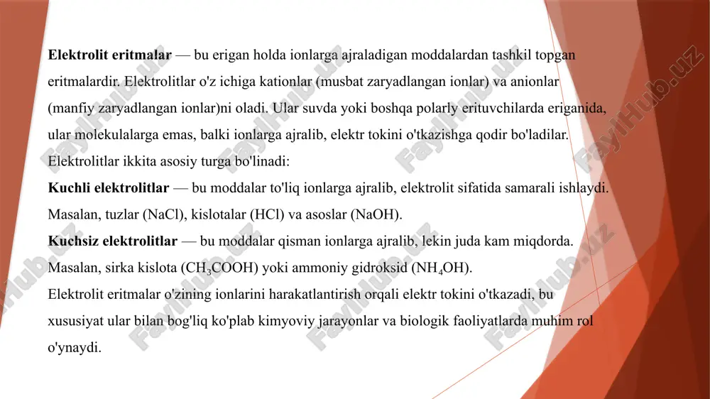 eritmalar ning elektro o‘tkazuvchanligi mavzusiga oid taqdimot - Page 5