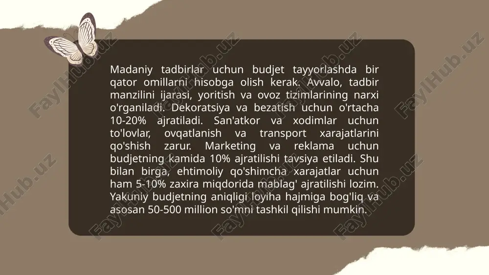 madaniy tadbirlar tashkil etish va ularni moliyalashtirish manbalari - Page 5