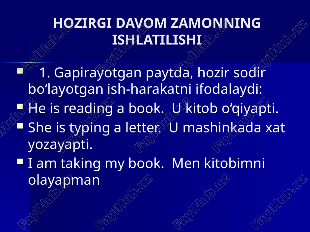 the present continuous tense(hozirgi davom zamon) - Page 5
