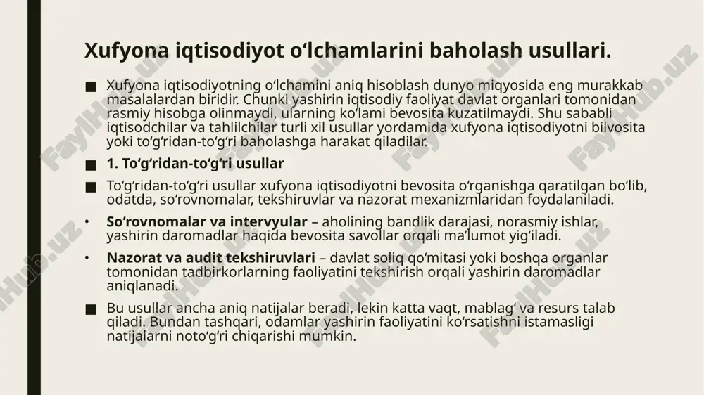 o’zbekistondagi xufyonaiqtisodiyot olchamlarini baholash - Page 5