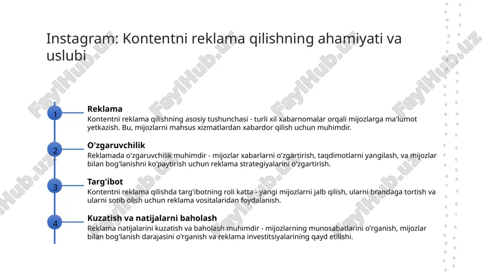 encerlar va marketing: instagramda muammo influencerlar marketing strategiyalari muammo va echimlar influencerlar, instagramda katta kuzatuvchilar sotib oladigan shaxslar, marketingda etkili vosita bo'lib, kompaniyalar uchun reklama muammo yaratishi mumkin. instagramda marketing strategiyalari, influencerlar bilan hamkorlik qilish, engajementni oshirish, va brendni moliyalash uchun ahamiyatli muammo bo'lib turadi. influencerlar bilan marketingda muammo va echimlar, auditoriyaga mos keladigan strategiyalarni rivojlantirish, brendni tanishtirish, va marketingning samarali tuzilishini ta'minlashga yordam beradi. vizual kontentning rolli instagramda 1 vizual qo'llab-quvvatlash instagramda vizual kontent - rasm va video - ko'rsatkichdir. sifatli vizual matn muvaffaqiyat va ko'p o'qiladiganlik uchun zarurdir. 2 rasm va video kaliti instagram foydalanuvchilari rasm va videolarni sifatli ko'rishni xohlaydilar. sifatli vizual kontent o'z muvaffaqiyatini ta'minlashda katta rol o'ynaydi. 3 tarqalgan dizayn instagram foydalanuvchilari dizaynning tuzilishi va ranglarning to'g'ri tanlovi bilan qiziqtirishadi. tarqalgan dizayn muvaffaqiyatga olib keladi va obuna bo'lishni oshiradi. 4 vizual komponentning ahamiyati instagramda vizual komponent - rasm, video, grafika - muvaffaqiyatli kontent yaratishning asosiy …