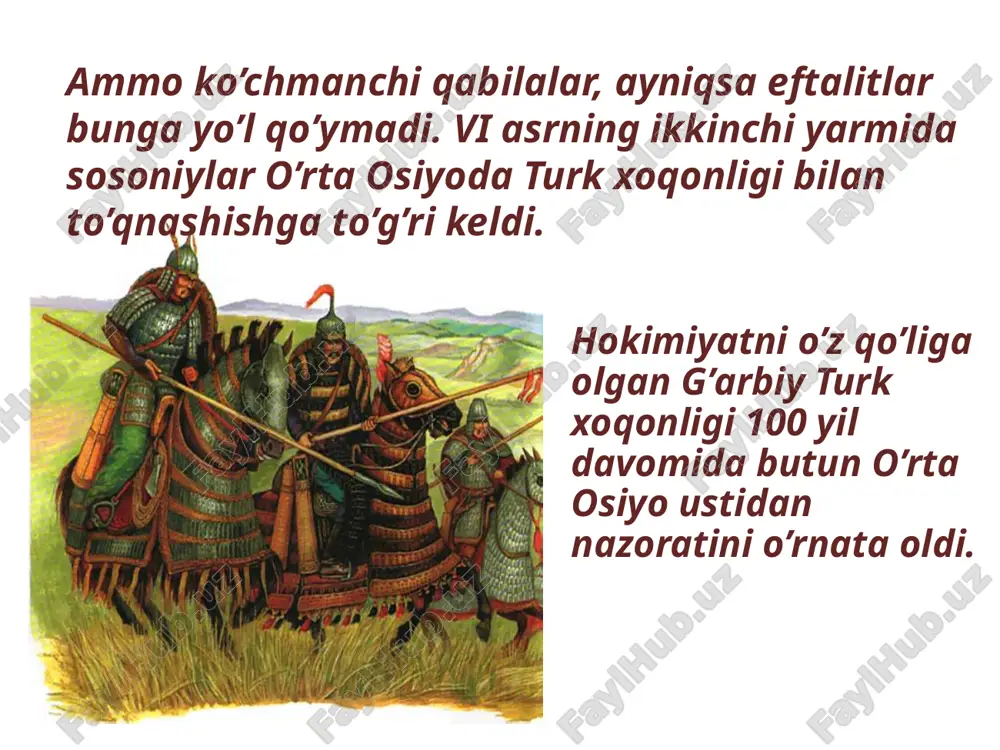 orasida madrasalar muhim o’rin egallaydi. buxorodagi mir arab (1535-1536), modarixon (1566), abdullaxon (1588-1590), ko’kaldosh (1568-1569), abdulazizxon (1662) madrasalari yuksak badiiy bezaklari va mahobatlari bilan ajralib turadi. 1842 yilda xeva tevaragida yangi qal'a devori tiklandi. uning o’nta darvozasi bo’lib, aholisi zich yashaydigan rabotlari, shahar atrofi bog’lari va imoratlarini o’ziga qo’shib oldi. natijada katta xalqa «tashqi shahar» - dishanqal'a, ichkarida qolgan «ichki shahar» - ichanqal'a deb atala boshlandi. xix asrning boshlarida buxoro va xorazm me'morchiligida qadimiy an'analarni saqlagan holda zamon ruhi bilan boyib bordi. saroy majmualari, madrasa, masjid, hammom, kasalxonalar va boshqa shunga o’xshash davlat va jamoat binolari qurildi. adabiyotlar: 1. karimov i.a. yuksak ma’naviyat – yengilmas kuch. – t., 2008. 2. karimov i.a. tarixiy xotirasiz kelajak yo’q. – t., 1998. 3. annayev t., tilovov b., xudoyberdiyev sh. boysun arxeologik yodgorliklari. – t., 1999. 4. annayev t., shaydullayev sh. surxondaryo tarixidan lavhalar. – t., 1997. 5. buryakov yu.f. toshkent vohasining qadimgi karvon …