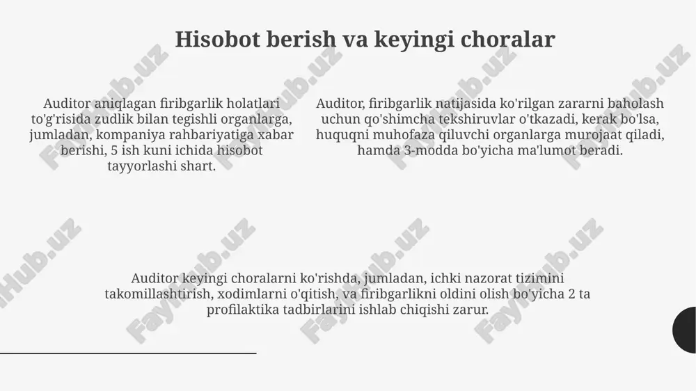 firibgarlik aniqlanganda auditorning hatti harakatlari - Page 5