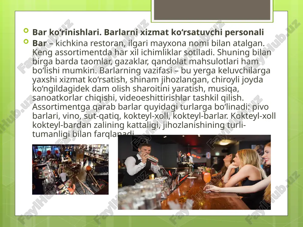 oldida ishchilar harakatlarini tashkillashtirish, buyruq berish, muvofiqlashtirish, oldindan ko’rish, nazorat kabi maqsadli harakat va operasiyalarni personalga nisbatan qo’llay turib, samarali xizmatni amalga oshirish jarayonini optimallashtirish vazifasi turadi. servis korxonasi ishlab chiqarishini tarkibi hamma joylarda mateiallar va xom-ashyoni sarflash me’yorlari mavjud. materiallar va xom-ashyoni sarf me’yori bu uni ishlab chiqarishni aniq tashkiliy-texnik sharoitlarida belgilangan sifatdagi birlik mahsulotni (servis ishini) ishlab chiqarish uchun maksimal yo’l qo’yiladigan miqdoridir. servis amaliyotida materiallarni iqtisod qilinishi, ularni me’yoridan ortiq sarflanishi kabi holatlari uchraydiki, ularni ikkalasi ham xizmat jarayonlarini me’yorida bajarilishi uchun noxush hisoblanadi. materiallarni foydalanilishini nazorat qilish xizmat ko’rsatish samaradorligiga salbiy ta’sir qiluvchi standartlardan chetlashishlarni aniqlash bilan bog’liq. servis korxonasidagi ishlab chiqarishni boshqarish jarayonida joriy va tezkor rejalashtirishni ahamiyati beqiyosdir. bu holda gap ishchilar uchun mo’ljallangan smena-kunlik vazifalar rejasi, shuningdek barcha bo’linmalar yoki aniq brigadani kalendar, oylik, kvartal, yarim oylik rejalari haqida ketayapti. ular buyurtmalarni mavjudligi, talab darajasi, ularni material va moliyaviy resurslar bilan ta’minlanganligi haqidagi …