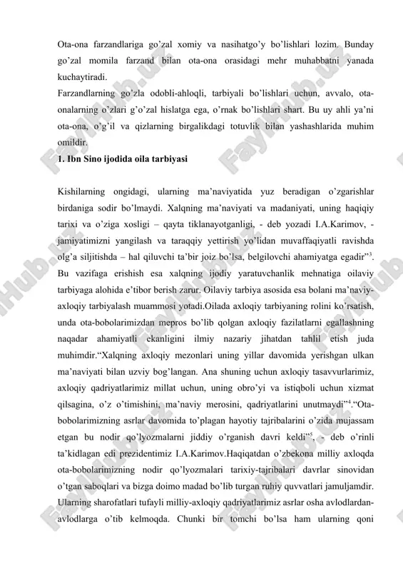 n tarbiyalashda foydalanish oilaviy tarbiyamiz uchun obektiv zarurtga aylandi.sharq xalqlarining bir necha ming yillar mobaynida yaratgan bebaho odob-axloq qoidalari, qadriyatlari mavjud. ularni qaytadan tiklash va hayotga tadbiq etish muhim masalalardan biridir.sharq mutafakkirlarining ilmiy merosida ta’lim-tarbiya masalalari muhim o’rin egallaydi. ayniqsa, ular oila va oilada farzand tarbiyasiga katta e’tibor berganlar. zero yosh avlod tarbiyasi insoniyatning kelajak taqdirini belgilaydigan, ularni ijobiy mezon bilan qurollantiradigan sifatlar bo’lganligi uchun ham mutafakkirlar bu muammoni hal qilishga harakat qilib kelganlar. muhamad ibn muso al xorazmiy, abu nosr farobiy, abu rayhon beruniy, abu ali ibn sino, muhamad qoshg’oriy, yusuf xos hojib, kaykovus, umar xayyom, ahmad yugnakiy, sa’diy, abdurahmon jomiy, alisher navoiy, jaloliddin davoniy, husayn voiz koshifiy kabi mutafakkirlarning qator asarlarida bolalarni ma’naviy-axloqiy tarbiyalash masalalari o’rtaga qo’yilgan va ularni hal etish yo’llari ko’rsatib berilgan.shoir mutafakkirlar qomusiy asarlarida va odob axloqqa bag’ishlangan risolalarida o’zlarining pedagogik qarashlarini ifodalaganlar va ular pedagogik hamda falsafiy-didaktik xarakterga egadirlar. bular jumlasiga yusuf xos xojibning …