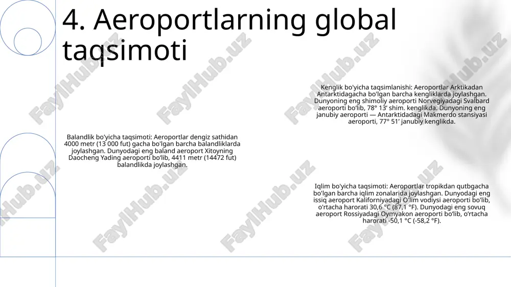 arining rivojlanishi va ishlashiga ta'sir qiluvchi geografik omillarni o'rganish. transport geografiyasi: transport tarmoqlarining fazoda taqsimlanishi, ularning o‘zaro aloqadorligi, iqtisodiy va ijtimoiy taraqqiyotga ta’sirini o‘rganish. 12. destinatsiya tahlili iqtisodiy ta'sir: havo transporti butun dunyo bo'ylab yo'nalishlarga tez va qulay kirishni ta'minlab, turar joy, língčiči, língčiči va o'yin-kulgi kabi turli sohalarga iqtisodiy foyda keltirish orqali turizmni inqilob qildi. foydalanish imkoniyati va qulaylik: havo sayohati uzoq yoki uzoq manzillarga borish imkoniyatini sezilarli darajada yaxshiladi, bu sayyohlarga dunyo bo'ylab turli madaniyatlar va diqqatga sazovor joylarni o'rganishni osonlashtirdi ulanish va markazlar: havo transporti sayyohlik markazlari va destinatsiyalarini bog'lashda, sayyohlar oqimini osonlashtirishda va madaniyatlararo almashinuv imkoniyatlarini yaratishda hal qiluvchi rol o'ynaydi. yirik aeroportlar turizm orqali iqtisodiy va ijtimoiy rivojlanishni rag‘batlantiradigan hududlar va mamlakatlarga kirish eshigi vazifasini bajaradi. 13. havo transportining turizmga ta'siri tarixiy evolyutsiya: yuk va yuk tashish geografiyasi vaqt o'tishi bilan qadimgi savdo yo'llaridan tortib zamonaviy global ta'minot zanjirlarigacha sezilarli darajada rivojlandi. mintaqaviy naqshlar: yuk …