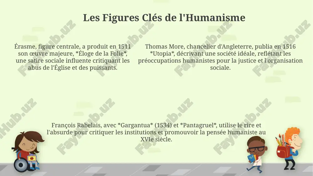 ducation, promouvant un curriculum centré sur les *studia humanitatis*, incluant la grammaire, la rhétorique, l'histoire et la philosophie morale. l'humanisme a encouragé la pensée critique et l'observation empirique, jetant les bases de la méthode scientifique moderne, contribuant à la révolution scientifique du xviie siècle. l'humanisme aujourd'hui le transhumanisme, une extension de l'humanisme, explore comment la technologie pourrait améliorer les capacités humaines, soulevant des questions éthiques cruciales sur son impact potentiel d'ici 2045. l'humanisme contemporain met l'accent sur l'éthique laïque, promouvant des valeurs comme la raison et la compassion pour résoudre des problèmes complexes au 21e siècle, sans dogmes religieux. l'humanisme aujourd'hui se manifeste par un engagement envers la justice sociale, luttant contre l'inégalité et défendant les droits humains universels, conformément à la déclaration de 1948. conclusion : un idéal toujours pertinent l'humanisme, avec ses valeurs fondamentales comme la dignité humaine, reste pertinent au 21e siècle face aux défis technologiques et …