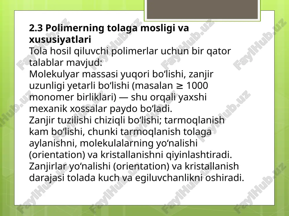 tolahosilqiluvchi polimerlar xossalarini boshqarish usullari - Page 5