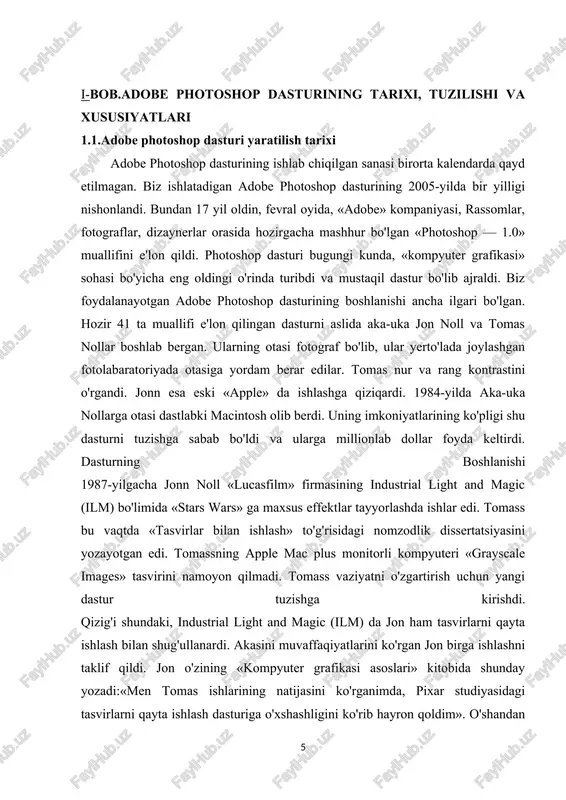 ro« dan „photoshop“ ga o'tilishi dasturni moliyalashtirish boshlandi. „photoshop“ atamasi qayerdan paydo bo'lganligini hech kim bilmaydi. dastur namoyishi vaqtida nashriyotchila tomonidan „photoshop“ deb nomlangan degan gap bor. dastlabki versiyalarda ekranlarda photoshop ko'ringanligi hozirda bizda „extraneous capitalisation“ ko'ringanday.qizig'i shundaki, ko'p dastur tuzuvchilar o'z yo'nalishlarini photoshop tomonga burdilar va bunday dasturlarni mustaqil ishlab chiqa boshladilar. faqatgina bitta kompaniya photoshopni sotib olishga kuchi yetar edi. bu kompaniya hozirda bizga mashhur bo'lgan „adobe“ kompaniyasi edi. lekin masalani hal qilishgacha hali ancha bor edi. barneyscan skanerlarini ishlab chiquvchilar aka-ukalarga photoshopni o'z mahsulotlari komplektida sotishni taklif qilishdi. natijada 200ta nusxalangan photoshop barneyscan xp savdo belgisi ostida tarqalib ketdi. yaxshiyam adobe bilan kelishuv uzoq davom etmadi. tez orada jon o'z dasturiga e'tiborni jalb qilish uchun kompaniyaga keldi. u bu yerga kelib rassel brounga o'z dasturini imkoniyatlarini namoyish qildi. keyin photoshop art-director ga namoyish etildi. direktorga ma'qul bo'ldi va tezda sotib olish kerakligini aytdi. aobe tomonining soddaligidanmi yoki …