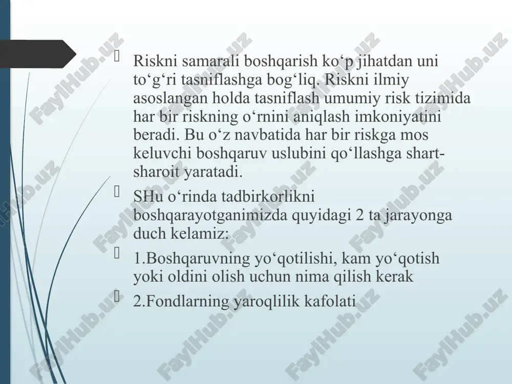 kaga ega bo‘lishi zarur; potensial mijozlarga sug‘urta polisini sotish bilan shug‘ullanadigan yoki manfaatdor tomonlarga sug‘urta sohasi bo‘yicha yuqori darajada maslahat xizmatlarni ko‘rsatadigan jismoniy yoki yuridik shaxs. anderrayter siyosati- sug‘urtalash bilan bog‘liq yangi takliflarni ko‘rib chiqish va mazkur taklifni qabul qilish yoki rad etish to‘g‘risida xulosalar chiqarishga qaratilgan siyosat.sug‘urta haqidagi ariza shakli sug‘urtalanuvchini sug‘urta qoplamalari taqdim etilishi shartlari haqida qaror qabul qilishi uchun zarur axborotlar bilan ta’minlanishida muhim rol o‘ynaydi. agar sug‘urtaga hamma risklarni qabul qilish jarayoni oddiy va to‘siqlarsiz bo‘lganda edi, ariza shakllarini to‘ldirish uchun, ehtimol ehtiyoj ham qolmas edi. binobarin, ariza va polis orasidagi oraliq bo‘g‘in ham mavjud va biz uni “anderrayting”- sug‘urtaga qabul qilish deb ataymiz. anderraytingning vazifalari quyidagilar hisoblanadi: -sug‘urtaga ilova qilinadigan hamma risklarni baholash; -ushbu riskni sug‘urta qilish maqbulmi yo‘qligini hal qilish; -qoplashning muddatlari, shartlari va miqdorini belgilash; -mukofot miqdorini hisoblab chiqish. sug’urtalovchilar uchun ustav kapitalining minimal miqdorlari t/r sug'urta faoliyatining turlari 2020 yil 1 iyuldan …