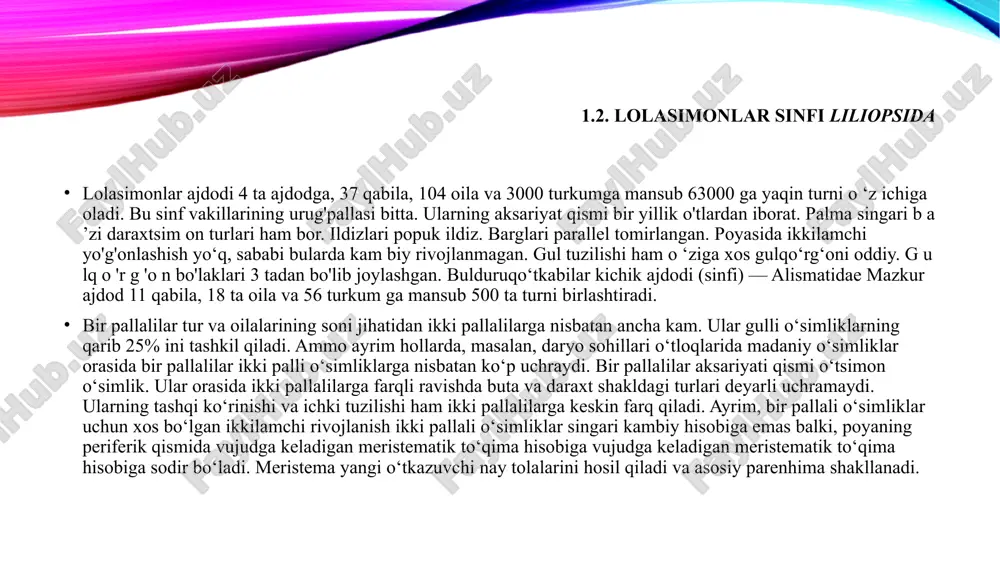 lirionmontanum ( labill. ) o't. sobiq roem. , shult. & schult.f. ( ixiolirion pallasii fisch. & camey. sobiq ledeb. (1852) , nom. superfl. ixiolirion sintenisii leichtlin (1892) ixiolirion tataricum var. oraliq regel (1868) ixiolirion tataricum var. ledebourii ( fisch. & camey. ) regel (1868) ixiolirion tataricum subsp. ledebourii ( fisch. & camey. ) krilov (1929) ixiolirion tataricum subsp. montanum ( labill. ) takht. (1972) 3-rasm ixiolirion tataricum sistematika xulosa xulosa ixiolirion tataricum - qushqo'nmas oilasiga mansub gulli o'simlik turi. uning vatani oʻrta osiyo boʻlib, oʻzining chiroyli koʻk gullari bilan mashhur. kurs tezisingizda siz uning botanika xususiyatlari, yashash joylarining afzalliklari, ekologik ahamiyati, tabiatni muhofaza qilish holati va uning biologiyasi yoki dorivor xususiyatlari bilan bog'liq har qanday tadqiqot natijalari kabi asosiy fikrlarni umumlashtirishingiz mumkin. uning tarqalishi, morfologiyasi, reproduktiv strategiyalari va tabiiy muhitda duch keladigan har qanday qiyinchiliklar haqida ma'lumotni kiritganingizga ishonch hosil qiling. bundan tashqari, ixiolirion tataricumning ekotizimdagi ahamiyati va ushbu turni …