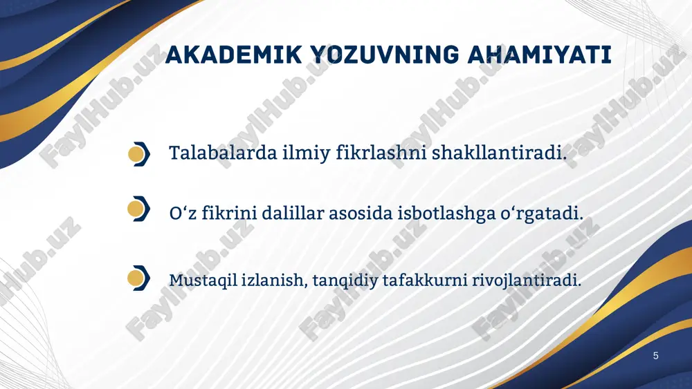mutaxassislikka oid taqdimot nutqi - Page 5