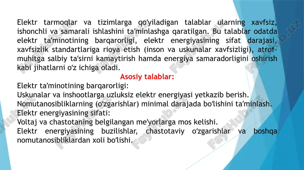 elektr tarmoqlari va tizimlariga qo'yiladigan talablar - Page 5