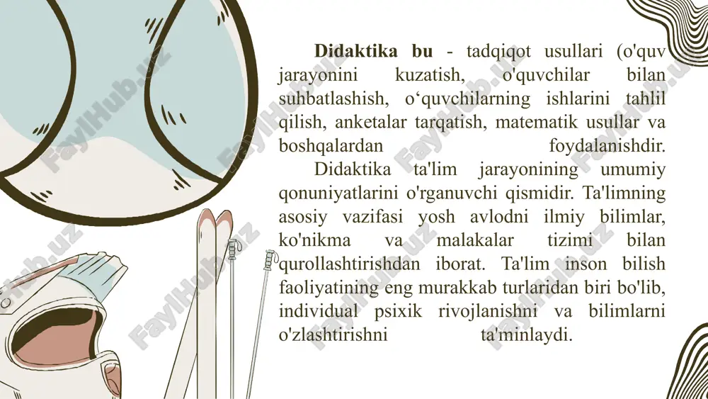 yoshlarga faqat ilmiy bilimlar berilmasdan, balki turmushda zarur boladigan, axloq odob yo'nalishidagi fanlarni o'qitish talab etilmoqda. ya’ni tarbiya darsi. ta'limning mazmuni o'zgaruvchan, u doimo yangilanib turadi. hozirgi kunda fan va texnikaning jadal rivojlanishi, madaniyatning yuksalishi tufayli ta'limning mazmunini quyidagicha shakllashtirish nazarda tutiladi: 1. fan va tajribadagi eng yangi muvaffaqiyatlarni aks ettirish; 3. o'rganilayotgan fanlar ro'yxatini va materiallar hajmini aniqlash hamda o'quvchi yoshlar o' zlashtirib olishi kerak bo'lgan malaka va ko'nikmalarning optimal hajmini belgilash; 4. o'quv fanlariga oid asosiy tushunchalarni aniq bayon qilish 5. o'quvchilarni kompyuter, kseroks, elektron pochta va shu kabi boshqa bilimlar bilan qurollantirish, hamda shu tehnologiyalardan foydalanish ko'nikmalarini hosil qilish. 2. ikkinchi darajali va ortiqcha murakkablashtirilgan materialdan qutulish; umumiy ta'lim, kasbiy ta'lim biror maqsadga qaratilganligi bo'yicha farq qilishi kerak. umumiy ta'lim. bu o‘quvchilarning har tomonlama umumiy tayyorgarligini va rivojlanishini ta'minlovchi fan asoslarini egallab olishidir. kasbiy ta'lim. insonni o'zi tanlagan, nisbatan tor yo'nalishdagi mehnat faoliyatiga xizmat qiladi. akademik litseylar. …