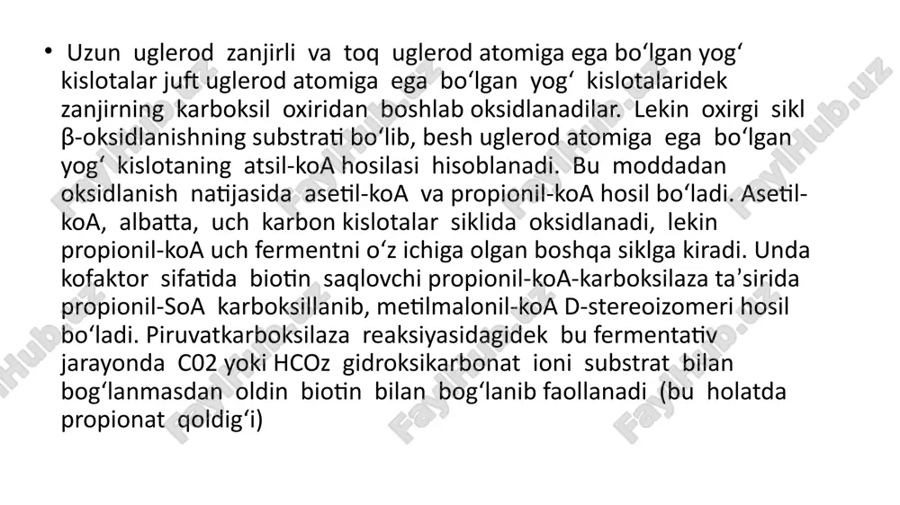 to‘yinmagan yog‘kislotalarining β-oksidlanishi - Page 5