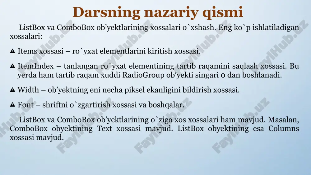 listbox va combobox obyektlari - Page 5