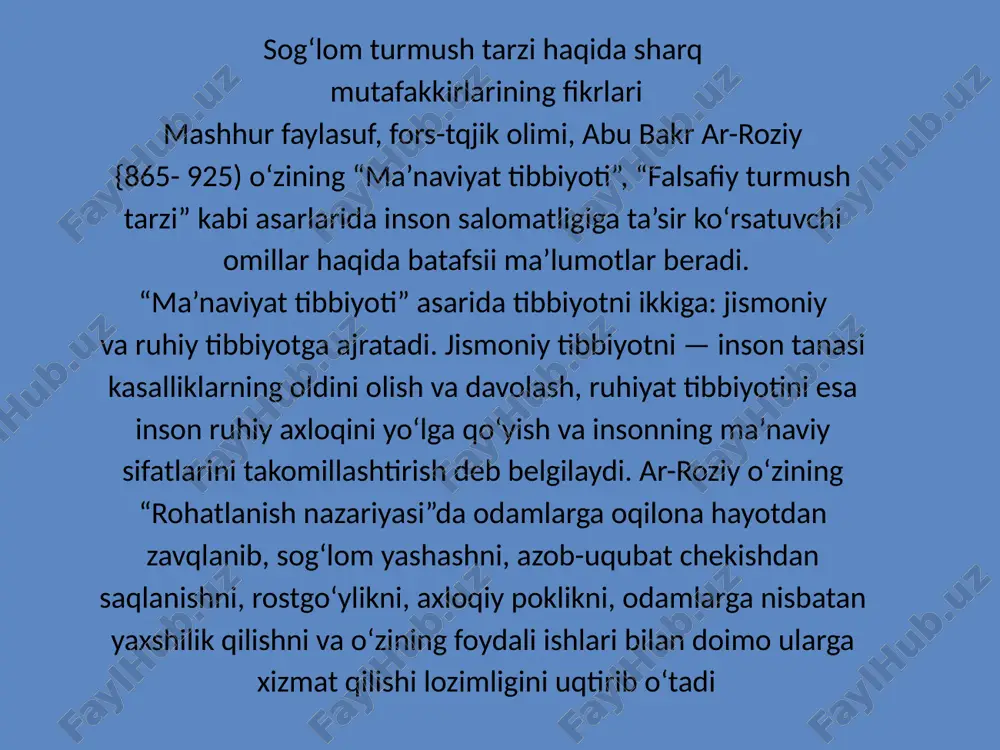 va salbiy tomonlarini o‘rganish, sog‘lom tunnush tarzini shakllantirish muammolariga bag‘ishlangan qator ilmiy amaliy monografiyalar vujudga keldi. ular orasida falsafa fanlari doktori, ekosotsiolog olim va vrach professor yusuf shodimetovning “ilmiy texnika taraqqiyoti, turmush tarzi va salomatlik” (1987), “inson salomatligining ijtimoiy ekologik jihatlari” (1990) kabi fundamental ilmiy asarlarini, g. ya. iskandarov va v. j. ishoqovlar tomonidan 1987-yilda chop etilgan “sog‘lom turmush tarzi: sharqona an’analar va zamonaviylik” nomli, shuningdek, mashhur olim, akademik ya. m. mamidov va v. d. troshinlarning hamkorlikda yozgan (1996-1998) 4 qismdan iborat “profilaktik nevrologiya” monografiyalarini ko‘rsatib o‘tish lozim. yusuf shodimetovtiing 1987-yilda chop etilgan “ilmiy texnika taraqqiyoti, tunmish tarzi va salomatlik” nomli monografiyasida muallif ilmi-texnika taraqqiyotining ijtimoiy-gigiyenik oqibatlari haqida to‘xtalib, bu jarayonning turmush tarziga va aholi salomatligiga ta’sirini mufassal bayon qiladi
