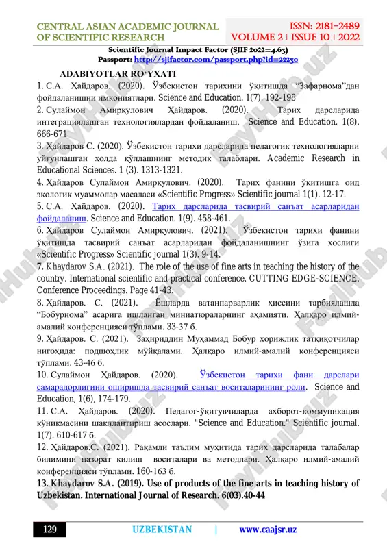 ildi, oqibatda xalq ta'limida ahvol o'zgarmadi. o'zbekistonda maktabning turmush bilan bog'lanishi mustahkamlash to'g'risidagi 1959-yilda respublika hukumati qabul qilingan qonunga asosan o'qishni ishlab chiqarish bilan qo'shib olib borish talab etildi. ushbu munosabat bilan o'n yillik o'rta maktablar qayta tashkil etilib, o'n bir yillik o'rta maktablarga aylantirildi. respublika maktablari o'qtuvchi kadrlar bilan son jihatidan yetarlicha ta'minlandi. biroq oliy ma'lumotli pedagog kadrlar 60-yillarda respublikadagi barcha o'qituvchilarning uchdan bir qismini tashkil qilgan.1960-1970-yillarda sanoat, qurilish, transport va aloqa sohalari bo'yicha oliy va o'rta maxsus o'quv yurtlaridagi talabalar soni 20 mingdan 63 mingga, ya'ni 3 baravardan ziyod ko'paydi.oliy maktablarda 1958-yili 5 ming ilmiypedagog xodim ishlagan bo'lsa, 1965-yilda bu son 8 mingtaga yetdi. 1971- 1975-yillarda oliy o'quv yurtlarini tugallagan diplomli 182 ming nafar mutaxassis kadrlar respublika xalq xo'jaligiga yetkazib berilgan. xx asrning 70-yillarga kelib respublikamizda ijtimoiy sohada ro'y bergan kamchilik va muammolar ta'limga ham o'z ta'sirini o'tkazdi. shunday bo'lsada, bu borada katta qadam tashlandi. o'zbekiston yalpi savodxonlar …