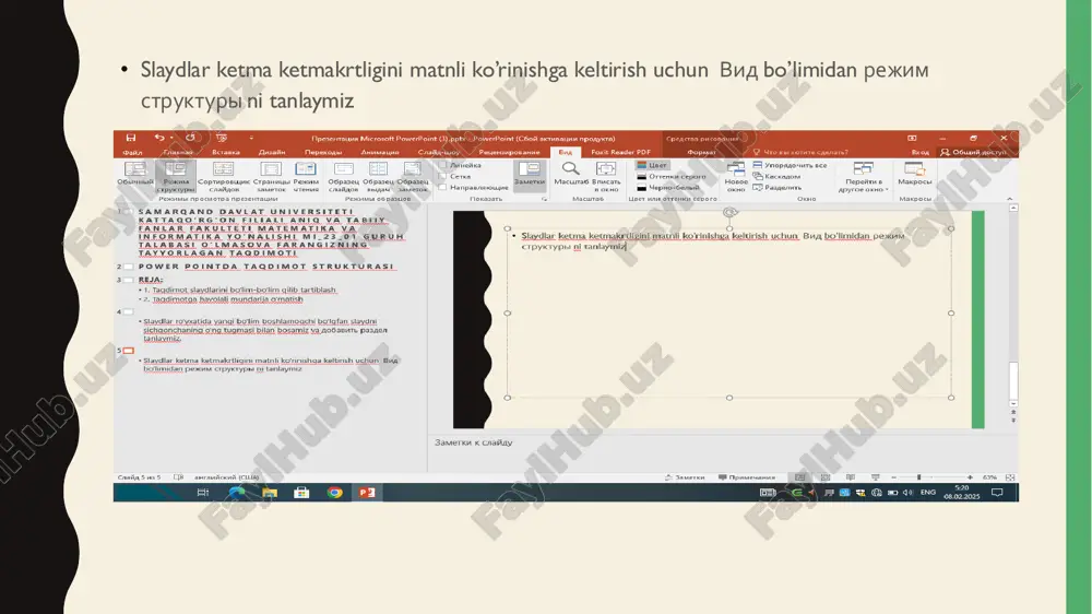 power pointda taqdimot strukturasi - Page 5