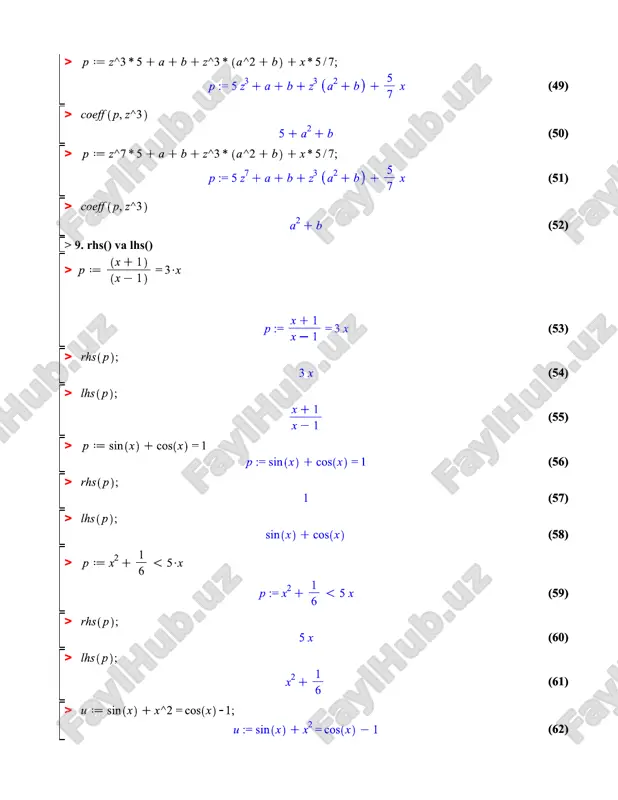 maple paketida funksiyalardan foydalanish - Page 5