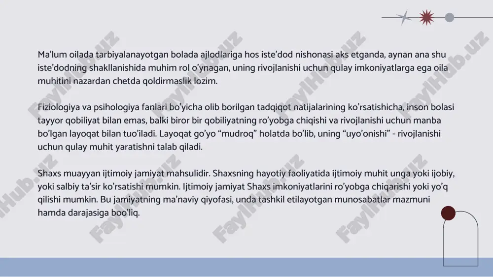 shaxs rivojlanishiga ta’sir etuvchi omillar - Page 5