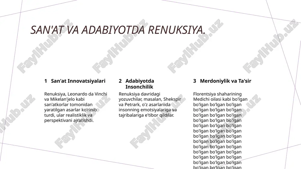 individualizm ma'rifat yorug'ligi avropada san'at, ilm va adabiyotda rivojlanish davri, leonardo da vinci va michelangelo kabi namoyonlari bilan belgilangan. rönesans insonning potentsialiga e'tibor qaratdi, shuning natijasida shaxsiy muvaffaqiyat, o'z-o'zini ifodalash va tahlilchi fikrlashga e'tibor qaratdi, davrning intellektual manzarasini shakllantirdi. 18-asrda ma'rifatga, ilmga va shaxsiy huquqlarga e'tibor qilgan intellektual harakat, gelenjik avtoritetga qarshi chiqish va ijtimoiy-siyosiy o'zgarishlarni keleklaydi. e'tiboringiz uchun rahmat! /docprops/thumbnail.jpeg