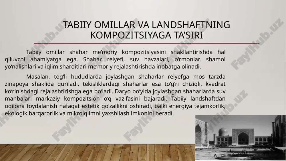 shaharning umumiy me’moriy kompozitsion yechimi – 10 slaydli taqdimot - Page 5
