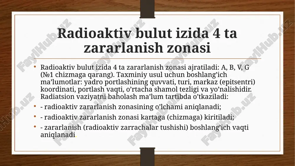 mavzu:favqulotda vaziyatlarni baholash.radiatsion holat.radioaktiv zararlanish manbalari.zonalar ta - Page 5