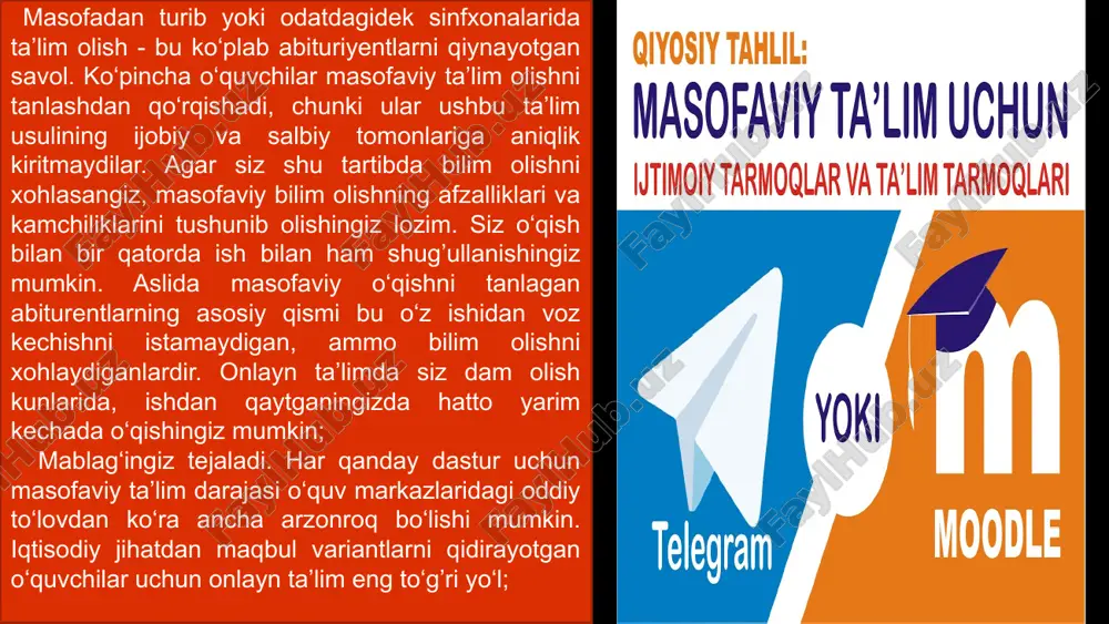 sh; - masofaviy aloqa ishtirokchilari o'rtasida o'z ijodiy mahsulotini yaratish, muammolarni aniqlash va ularni hal qilish yo'llarini topishda erishgan yutuqlaridan xabardorligi bo'yicha trening aks ettirish. masofaviy ta'lim potentsialining muhim tarkibiy qismi o'qituvchi va talabaning birgalikda yaratishga asoslangan interaktiv o'zaro ta'siridir. talabalar bilan birgalikda amaliy va nazariy muammolarni hal qilishga qaratilgan va yaxlit ta'lim jarayonida o'zaro ta'sir subyektlari rivojlanishining o'zaro bog'liqligini taklif qiladigan qo'shma (jamoaviy, guruh ish shakllari sharoitida) ijodiy faoliyat olib boorish zarur. birgalikda ijod qilish mohiyatan kommunikativ jarayon bo'lib, u birgalikda ijodkorlikni rivojlantirish maqsadida amalga oshiriladi. talabaning ijodiy faoliyati tajribasini shakllantirishga qaratilgan birgalikda ijod belgilarini aniqlashni zarur deb bilamiz. tajribani nazariy tahlil qilish va masofaviy ta'lim imkoniyatlari doimo rivojlanib borishini ta'kidlash imkonini beradi; tashkiliy shakllar, usullar, o'quv qo'llanmalari, mazmunini tanlash erkinligi bilan o'quvchining ijodiy faoliyati tajribasini shakllantirishni ta'minlash; individual-shaxsiy ta'lim trayektoriyasini tanlash imkoniyatini beradi. shunday qilib, masofaviy ta'lim o'quvchining ijodiy faoliyati tajribasini shakllantirish omillaridan biri bo'lib, tabiiy ravishda pedagogik …