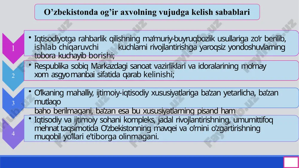 ti: – o'zbek xalqining davlat qurilishidagi tarixiy tajribasi va tarkib topgan boy an'analari, – har bir millatning o'z taqdirini o'zi belgilash huquqini ta'minlashdan iborat oliy maqsad haqi, – har bir kishining farovon hayot kechirishini ta'minlashni oliy maqsad deb bilgan holda, – o'zbekiston xalqlarining kelajagi uchun tarixiy mas'uliyatni chuqur his etgan holda, – xalqaro huquq qoidalariga, umumbashariy qadriyatlarga va demokratiya printsiplariga asoslanib,o'zbekiston sovet sosialistik respublikasining davlat mustaqilligini e'lon qiladi". 1991 yil avgust voqealari. 1991 yil 18 avgustda sobiq ittifoqda avqulodda xolat e'lon qilindi. moskva va boshqa bir necha yirik shaharlariga qo'shinlar, shu jumladan tanklar kiritildi 21 avgustda fitnachilar mag'lubiyatga uchradi, 22 avgustda esa favqulodda xolat davlat qo'mitasi (gkchp) a'zolari qamoqqa olindi.. mazkur holat kpssning 1991 yil yozidagi umri tugaganidan dalolat beruvchi ramziy xolat edi. o'zbekiston o'z nuqtai azarini ma'lum qildi. respublika rahbariyati markazdan beriladigan qonunga xilof bo'lgan har kanday ko'rsatmalarni bajarishni man etdi. 20 avgustda o'zbekiston ssr oliy kengashi rayosati va …