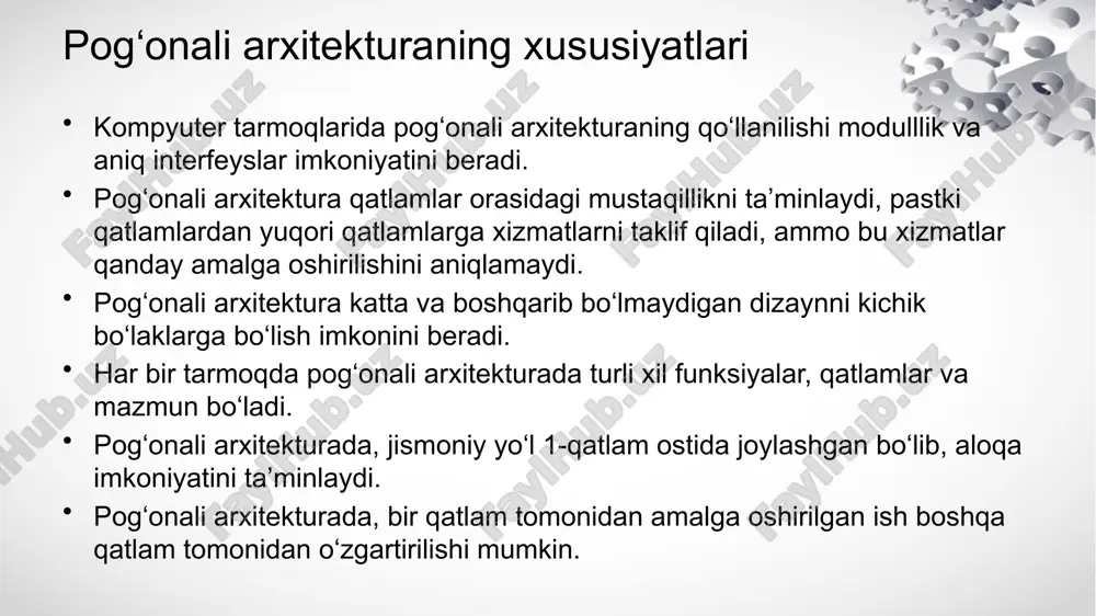 tarmoq protokoli turi tarmoqga kirish qatlami tomonidan aniqlanadi. bu qatlam xatoliklarning oldini olish va “ramkalash” (framing) vazifalarini ham bajaradi. point-to-point protocol (ppp) ramkalashi va ethernet ieee 802.2 ramkalashi — ma’lumotlar bog‘lanishi qatlami protokollarining ikki misolidir. internet qatlami ushbu qatlam osi modelining tarmoq (network) qatlamining vazifalariga o‘xshash ishlaydi. u butun tarmoq bo‘ylab ma’lumotlarning mantiqiy uzatilishini ta’minlovchi protokollarni belgilaydi. ushbu qatlamdagi asosiy protokollar quyidagilardir: ip: ip — internet protocol (internet protokoli) degan ma’noni anglatadi. u paketlarni manba hostdan maqsad hostga yetkazish uchun paket sarlavhasidagi ip manzillariga qaraydi. ipning 2 versiyasi mavjud: ipv4 va ipv6. hozirda ko‘pgina saytlar ipv4 ni ishlatmoqda, ammo foydalanuvchilar soni ko‘paygani sabab ipv6 ham tobora ommalashmoqda, chunki ipv4 manzillari chegaralangan. icmp: icmp — internet control message protocol (internet boshqaruv xabari protokoli). u ip datagrammalari ichida kapsulalanadi va tarmoq muammolari haqida hostlarga ma’lumot beradi. arp: arp — address resolution protocol (manzilni aniqlash protokoli). uning vazifasi ma’lum ip manzilga ega hostning …