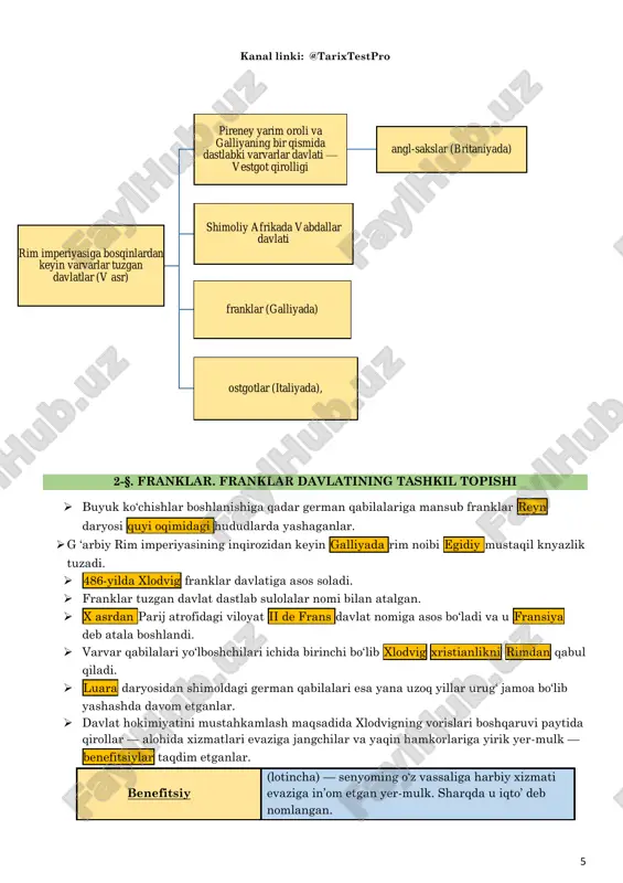 jamiyatida avloddan-avlodga meros bo‗lib o‗tadigan yer-mulk. t/r sali haqiqati haqida ma‘lumotlar 1 xlodvig buyrug‗iga binoan yozilgan franklarning an‘anaviy odatlari to‗plami 2 to‗plamning nomi unga faqat franklarning sali qabilasi qonunlari kiritilganligini anglatadi. 3 qirol, aslida, bu qoidalar orqali biror narsa izohtalab bo‗lsa, buning uchun qirolga x lo d v ig d a v ri d a f ra n k la rd a m a m la k a t v il o y a tl a rg a b o ‘l in ib , u la r n i q ir o l ta y in la g a n g ra fl a r b o sh q a ra b o sh la g a n . (g r a f l a r n in g v a k o l a t l a r i) aholidan soliqlarni yig‘ib olish .sudningqarori bilan yig‘ilgan jarimalarning 1/3 qismi …