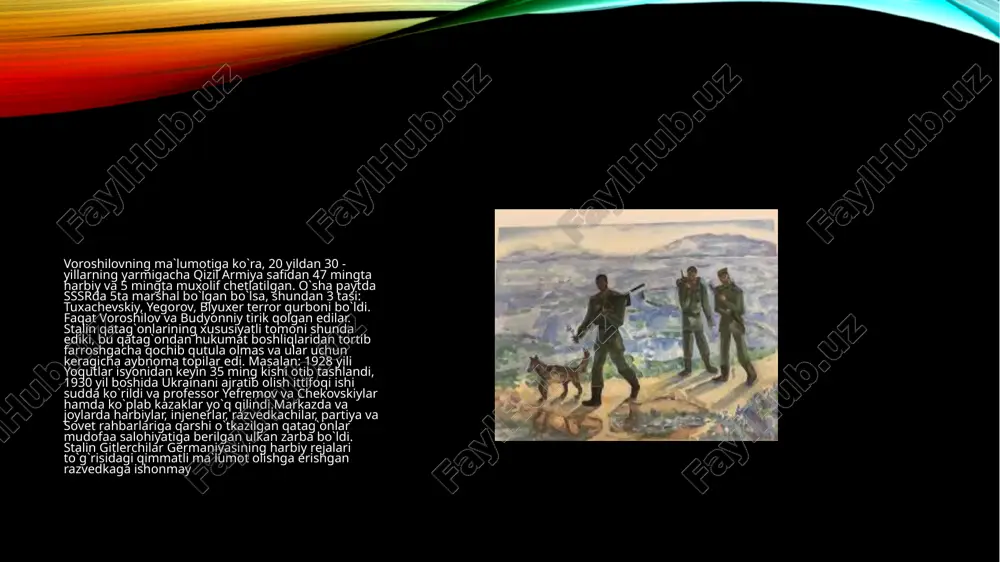 nib aldandi. shu kundan e`tiboran u, partiya qayerga yuborgan bo`lsa o`sha yerda, o`z kuchi va bilimini ayamay sarf qildi. 1926 yilda "hujum" tadbiri buyicha partiya a`zosi sifatida toshkent, farg`ona, namangan, karshi, termiz va boshqa shaharlarda faol xotin-qizlar bilan uchrashdi. 1926 yilda mehnat qizil bayroq, 1935 yil dekabrida lenin ordeni bilan taqdirlandi. e’tiboringiz uchun raxmat, image3.png image4.png image5.jpeg image6.jpeg image7.jpeg image8.png image9.jpeg image10.jpeg image1.png /docprops/thumbnail.jpeg