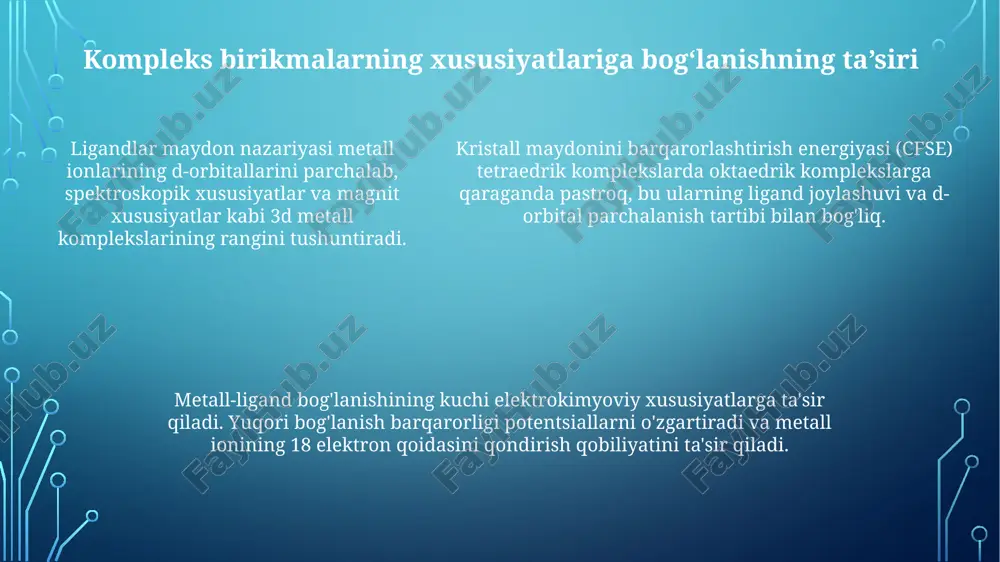 murakkab birikmalardagi kimyoviy bog'lanish tushunchalari - Page 5