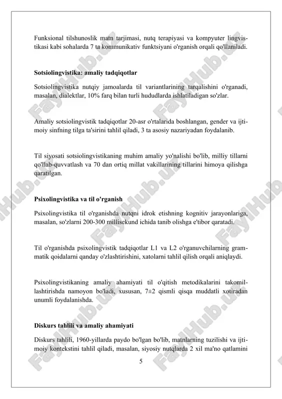 avollariga javoblar, asosiy dalillar va tadqiqotning 3 ta asosiy oqibatlarini qamrab olish lozim, shu bilan birga yangi ma'lumotlar kiritilmasligi shart. xulosa tadqiqotning 5 yoki 6 ta muhim jihatini ta'kidlashi, uning amaliy ahamiyatini ochib berishi va kelajakdagi tadqiqotlar uchun 2-3 ta yo'nalishni taklif qilishi lozim. xulosa tilshunoslik maktablari amaliyot bilan chambarchas bog‘liq bo‘lib, nazariyalar til o‘rganish va o‘qitish usullarini shakllantirishda muhim rol o‘ynaydi. foydalanilgan adabiyotlar 1. sapir, e. (1921). til: tilshunoslik tadqiqotiga kirish. harcourt, brace world. 2. bloomfield, l. (1933). til. holt, rinehart va winston. 3. chomsky, n. (1957). sintaktik tuzilmalar. mouton. 4. halliday, m.a.k. (1978). til: ijtimoiy semiotik nuqtai nazardan. edward arnold. 5 0 0 0 7