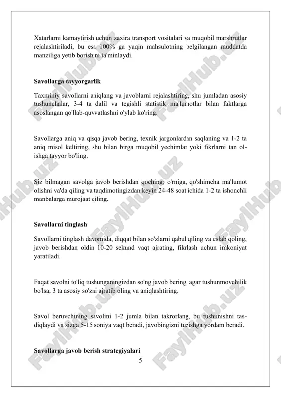 alizm muhim. bu ishonchni oshiradi va samarali muloqotni ta'minlaydi. foydalanilgan adabiyotlar 1. de yang, p. (2010). muloqot mahorati: qanday qilib savollarga samarali javob berish va yangiliklarni taqdim etish. mcgraw-hill. 2. garner, b. a. (2016). zamonaviy huquqiy yozuv. oxford university press. 3. xellman, k. (2006). ommaviy nutq: texnika va strategiyalar 0 0 0 7