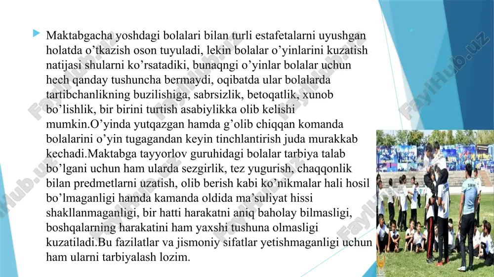 sport markazlarida tashkil etiladigan harakatli o‘yinlami sharoitlarga qarab belgilash va h.k. talabalarga milliy harakatli o'yinlarning ijtimoiy-madaniy, tarbiyaviy, sog‘lomla8htirish xususiyatlari, shuningdek, mehnat va vatanga sadoqat tuyg'ularini his ctishdagi ijtimoiy-pedagogik jarayonlami mukammal, chuqur singdirish davr talabidir . harakatli o ‘yinlar inson faoliyatini ta’minlovchi mazmunga cgadir. buni en^ qadimgi ajdodlarimiz ham yaxshi bilishgan va kundalik turmzishlarida ular bilan shug‘ullanishg amal qilishgan. kurash, ot o‘#inlari bilan shug‘ullanishdan tashqari, kamondan o‘q otib, na^za sanchib, kaltak, tosh va boshqa moslamalarni uloqtirib vovvoyi hayvonlarga ov qilishgan. ijtimq'iy tuzumlar almashishi va rivojlanishi tufayli turmush sharoiti ham o‘zgargan, rivoj topgan. mehnat qilish, oilada bolalarni tarbiyalash, ov qilish, dushmanlarga qarshi jang qilishga kirisnish va boshqa juda ko‘p sabablarga ko‘ra harakatli o‘yinlar, turli iismoniy mashqlardan maqsadh va keng foydalanilgan. . jnsmoniy tarbiya va jismoniy madaniyatning ibtidoiy jamoa davi-ida paydo bo‘lishi haqidagi n.i.ponomarevning monografi\esida (leningrad, 1972) ta’kidlanishicha, qadimgi kishilar ysfehash, mehnat qilish uchun tabiat bilan ro‘baro‘ kelishgan. osiyo va yevropa qit’alarida yashagan …