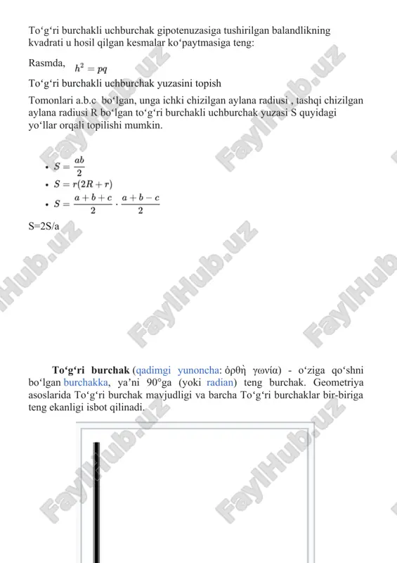matematika to`g`ri uchburchak va uning turlari - Page 5