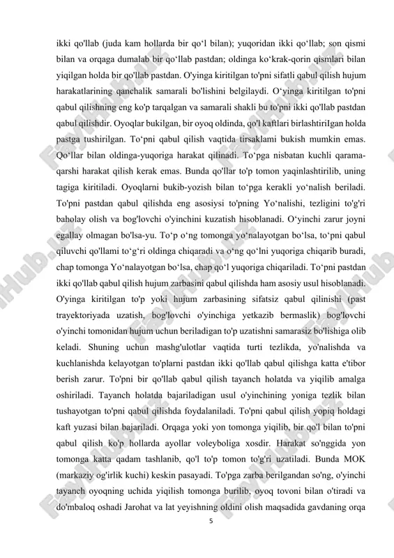 o‘pni pastdan ikki qo'llab qabul qilish hujum zarbasini qabul qilishda ham asosiy usul hisoblanadi. o'yinga kiritilgan to'p yoki hujum zarbasining sifatsiz qabul qilinishi (past trayektoriyada uzatish, bog'lovchi o'yinchiga yetkazib bermaslik) bog'lovchi o'yinchi tomonidan hujum uchun beriladigan to'p uzatishni samarasiz bo'lishiga olib keladi. shuning uchun mashg'ulotlar vaqtida turti tezlikda, yo'nalishda va kuchlanishda kelayotgan to'plarni pastdan ikki qo'llab qabul qilishga katta e'tibor berish zarur. to'pni bir qo'llab qabul qilish tayanch holatda va yiqilib amalga oshiriladi. tayanch holatda bajariladigan usul o'yinchining yoniga tezlik bilan tushayotgan to'pni qabul qilishda foydalaniladi. to'pni qabul qilish yopiq holdagi kaft yuzasi bilan bajariladi. orqaga yoki yon tomonga yiqilib, bir qo'l bilan to'pni qabul qilish ko'p hollarda ayollar voleyboliga xosdir. harakat so'nggida yon tomonga katta qadam tashlanib, qo'l to'p tomon to'g'ri uzatiladi. bunda mok (markaziy og'irlik kuchi) keskin pasayadi. to'pga zarba berilgandan so'ng, o'yinchi tayanch oyoqning uchida yiqilish tomonga burilib, oyoq tovoni bilan o'tiradi va do'mbaloq oshadi jarohat va …