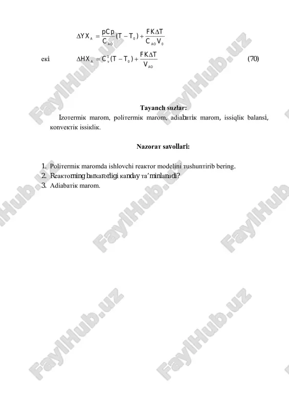 adiabatik va politermik ravishtagi ishlovchi reaktorlar - Page 5
